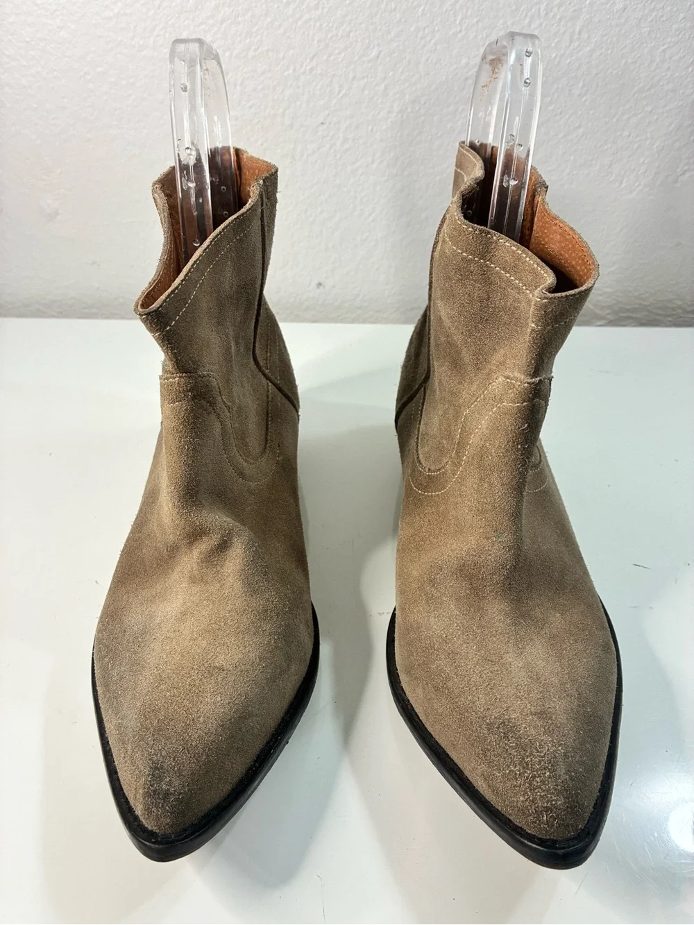 One by One Teaspoon 40EU 9US Distressed Suede Taupe Ankle Booties Boho Western